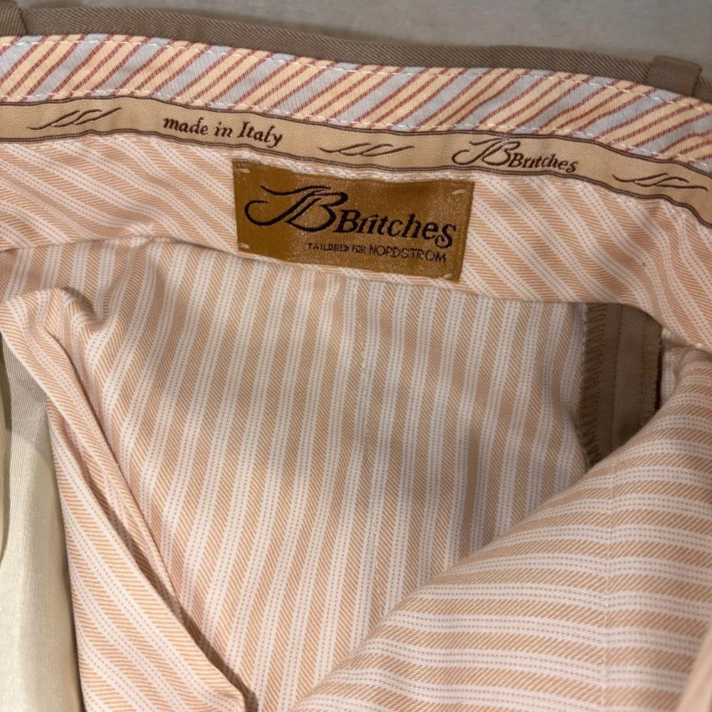 JB Britches Winston Khaki Pleated Dress Pants 100% Worsted Wool Italy 40R NWT